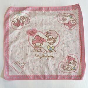 Retro SANRIO 2012 My Melody & Sweet Piano Pink Handkerchief Napkin Made In Japan